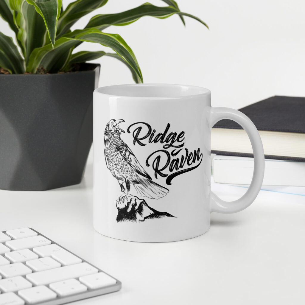 Ridge Raven White glossy mug