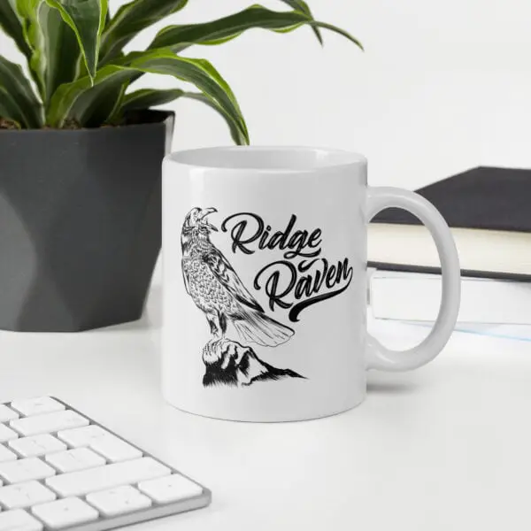 Ridge Raven White glossy mug