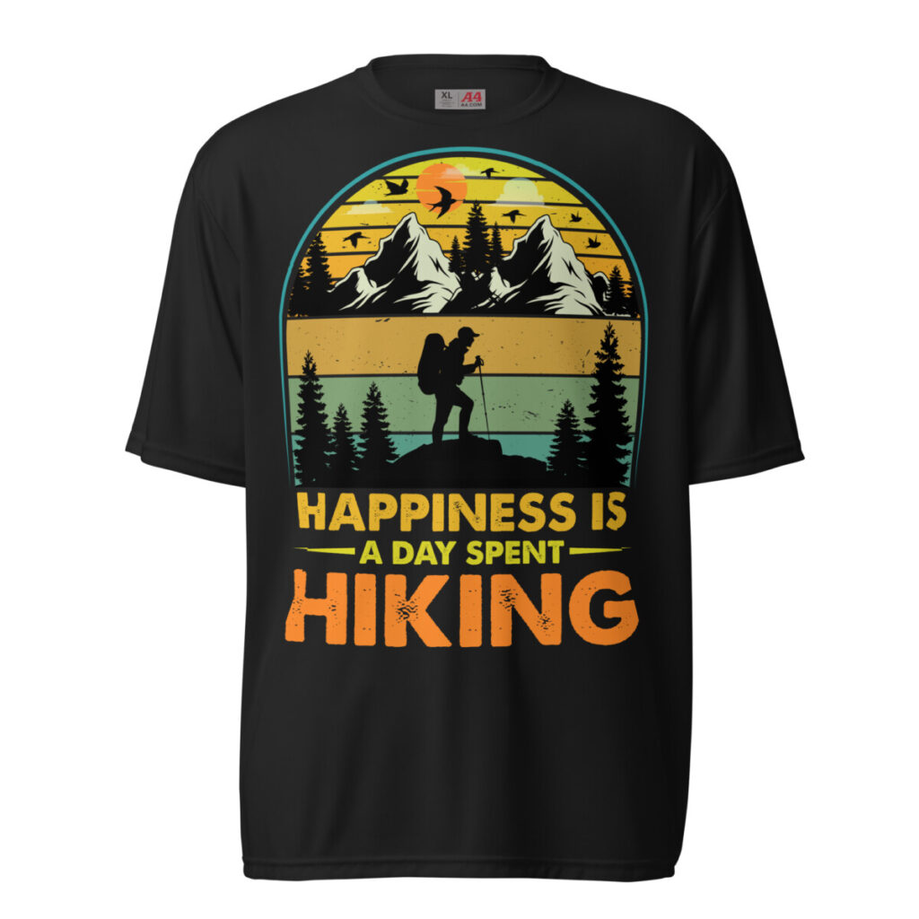 Happiness Is A Day Spent Hiking Unisex performance crew neck t-shirt