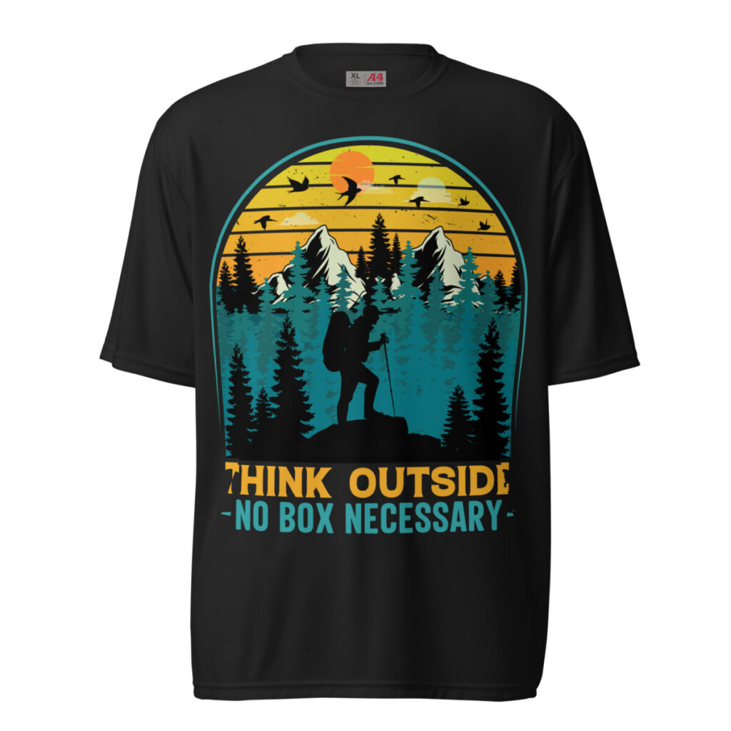 Think outside - No Box Necessary Unisex performance crew neck t-shirt