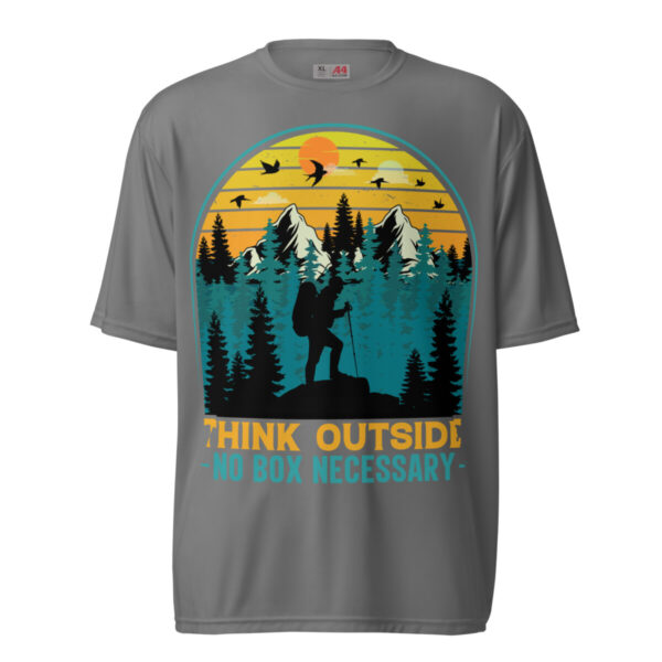 Think outside - No Box Necessary Unisex performance crew neck t-shirt - Image 3