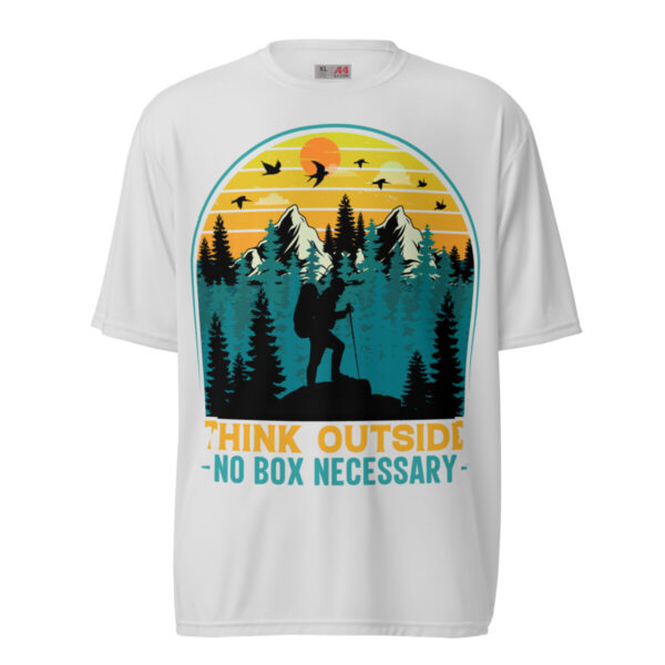 Think outside - No Box Necessary Unisex performance crew neck t-shirt - Image 4